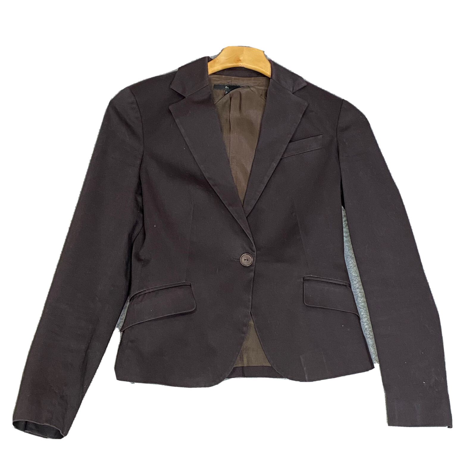 Zara Basic Womens Small Brown Blazer Shoulder Pad… - image 1