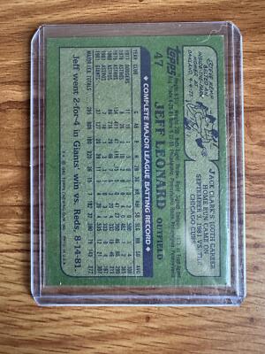 1982 Topps Jorge Bell/Jeff Leonard Rookie Error Card #47 - Toronto