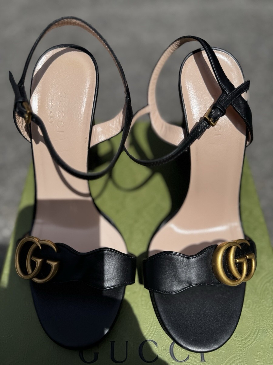 Women's Gucci GG Logo Leather Sandals Size 6 | eBay