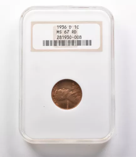 MS67 RD 1936-D Lincoln Wheat Cent NGC *2779