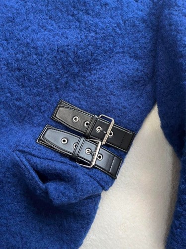 Paul Smith Men's Wool Long Coat Jacket Leopard Print Size M Blue Leather F/S - Picture 10 of 10