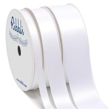 Double Faced Solid Satin White Craft Ribbon 30 Yards Total 3 Widths Wedding