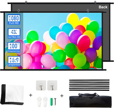 100" 16:9 Projector Screen - 4K HD Indoor/Outdoor Pull Down for Home  Office
