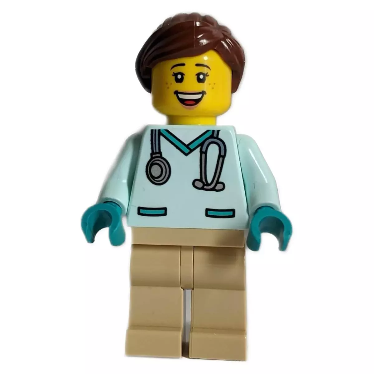 1x LEGO Minifigure Veterinarian doctor Female Light Aqua Scrubs