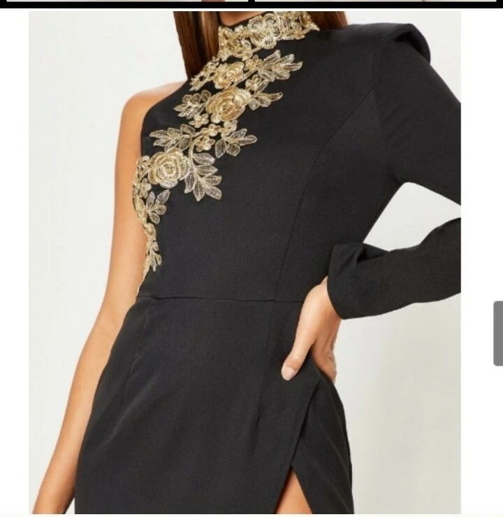 Black and gold dress pretty little thing cheap