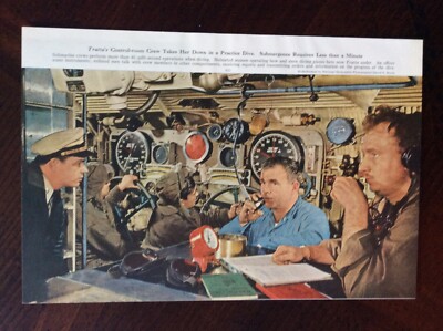 1952 vintage Original magazine Photo Submarine Control Room