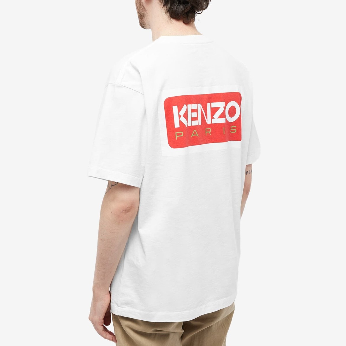 KENZO PARIS Tシャツ 半袖　Mサイズ KENZO Paris Men's Short Sleeve Crew Neck White Oversized Logo Tee