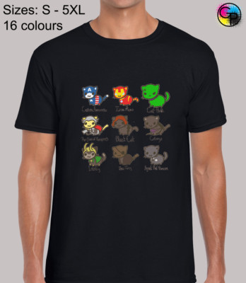 Cat Avengers Superheld Iron Hulk Thor Man Fan Neuheit Regular T-Shirt für Herren