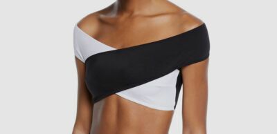 $220 OYE Women's Lucette Black Off-the-shoulder Bikini Top Swimwear Size Small
