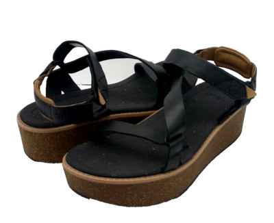 TEVA MADERA WEDGE WOMEN SANDAL BLACK LEATHER US 7 /UK 5 / EU 38