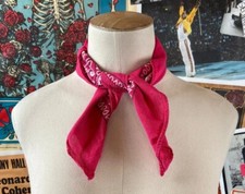 Vintage Barbie Pink All Cotton Paisley Floral Bandana Hanky Handkerchief