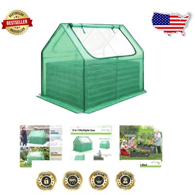 22.04'' Deep Galvanized Raised Garden Bed with Secure Zipper Greenhouse Cover