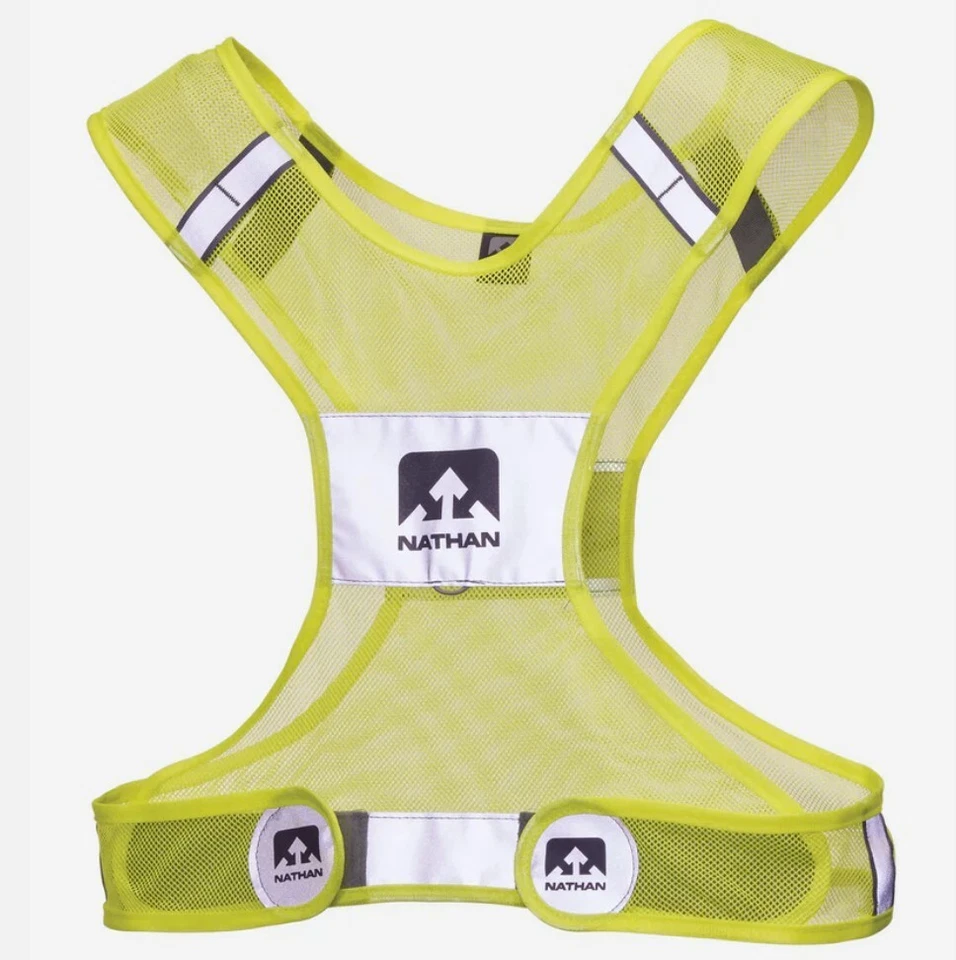 NUEVO CON ETIQUETAS NATHAN Streak Chaleco Reflectante Correr Alta Visibilidad Amarillo Foto 3 de 4