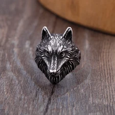 Stainless Steel Biker Wolf Ring For Men Sizes 8-12 Men Fashion Jewelry