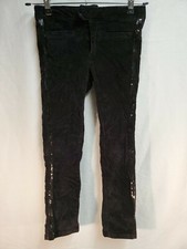 Toughskins Girls Black Velour Pants With Sequin Up The Sides Girl's Size 6.