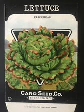 1920s Litho Antique Vintage Card Seed Co. Packet Pack Lettuce Pricehead unused