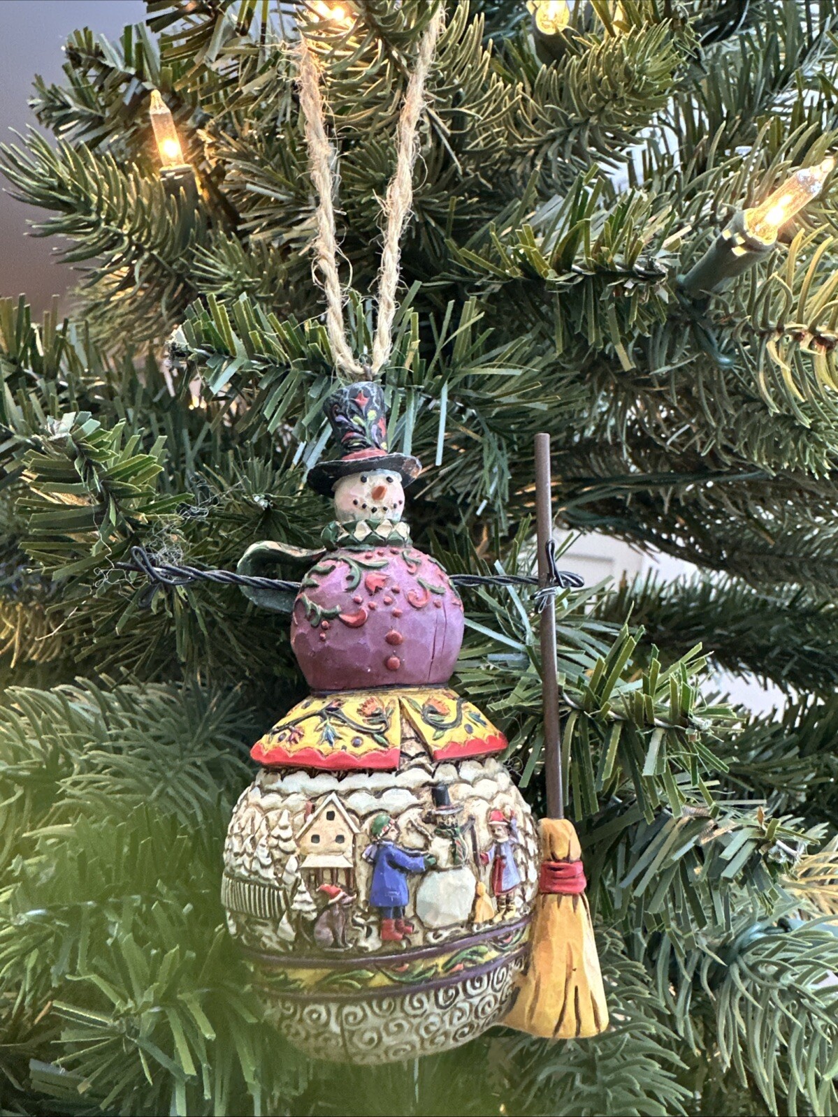 Jim Shore Snowman with Broom & Top Hat Christmas Ornament 4.25” Heartwood Creek