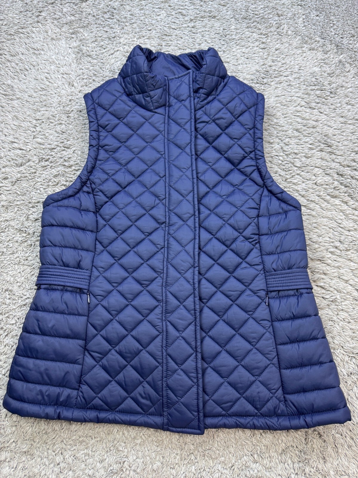 Tommy Hilfiger Vest Women Medium Navy Blue Quilted Lined Full Zip Puffer Jacket