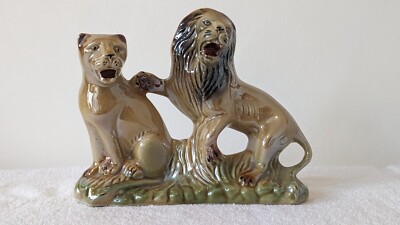 Glanzware Keramik Löwen - Vintage Made in Brazil, Top Zustand