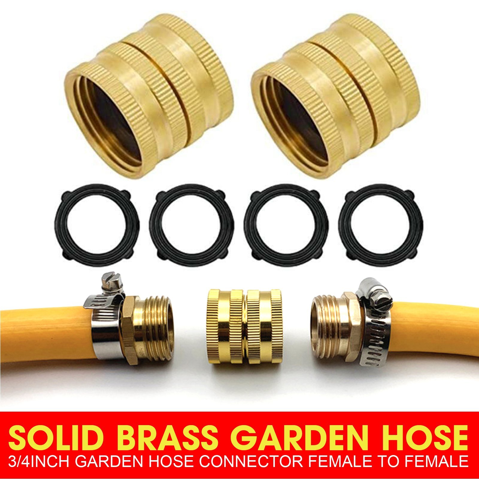 2 Pack Garden Hose Adapter Female To Female 3/4In Aluminium alloy Hose