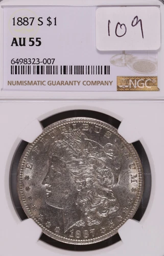 1887-S Morgan Silver Dollar NGC AU-55 #3-007