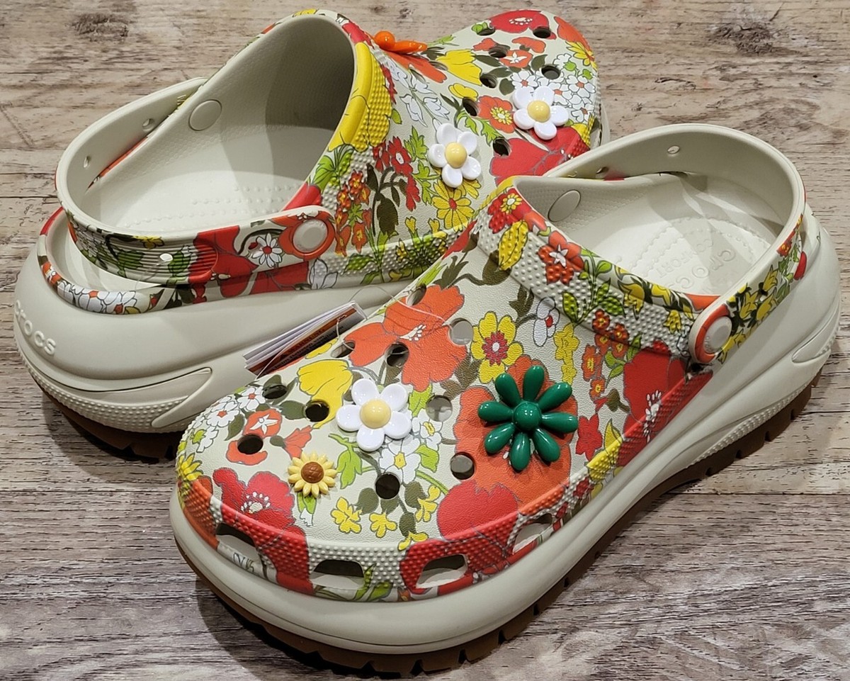 Crocs Mega Crush Retro Floral US Men 11 Women Charm Classic NWT