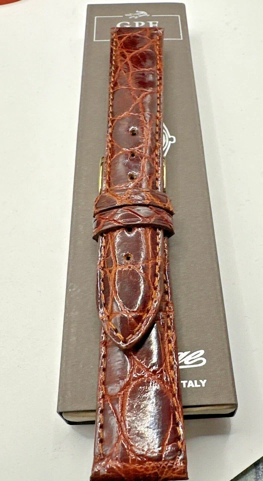 GPF SPLENDIDO CINTURINO COCCODRILLO MM18/16 GOLD SCURO HANDMADE