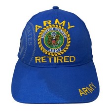 United States Army Retired Strapback Hat Blue One Size Embroidered 6 Panel