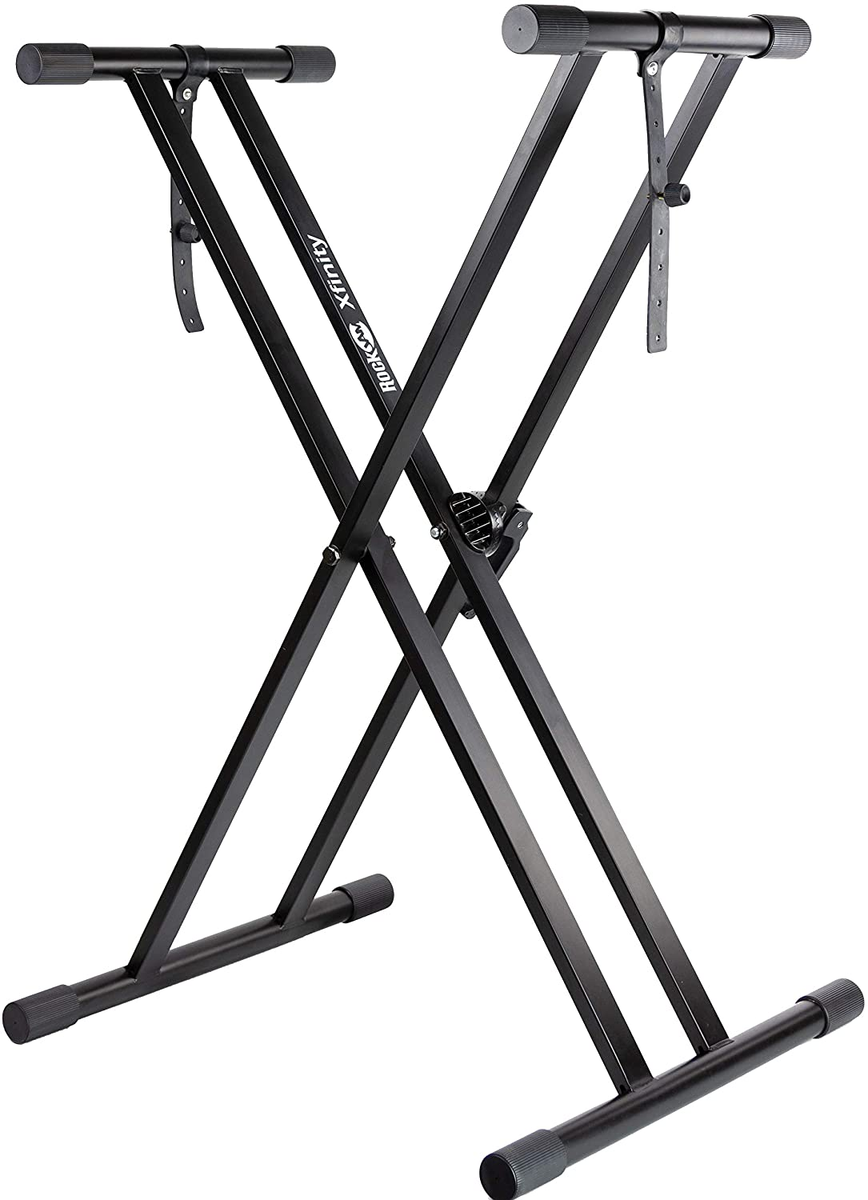 12弦バンジョー 木製ボディ メタルフープ付き Rockjam Xfinity, Double-X, Adjustable Piano Keyboard Stand with