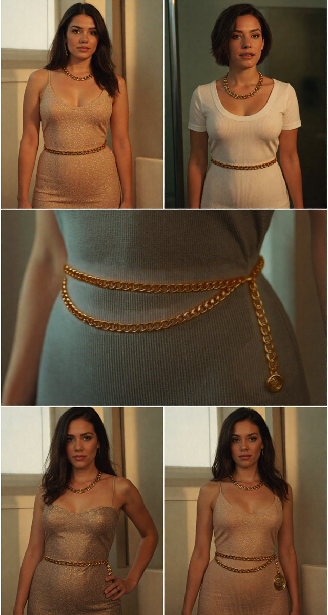 New Women Gold Metal Chain Links Wave Hip Waist Belt 
