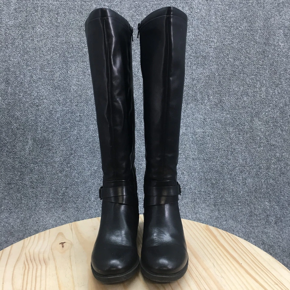 Botas Baretraps Mujer 7 M Yvonna Altas Montar Negras Hebilla Lateral Cremallera Tacones Bloque Foto 4 de 4