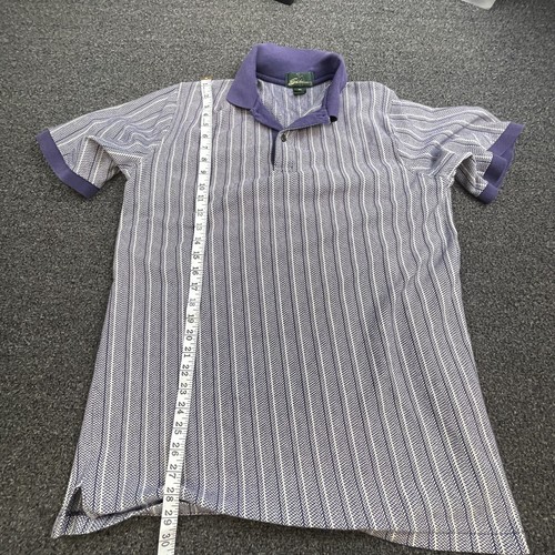 Vintage Sahara Polo Shirt Blue Purple Stripe Mens Extra Large Short Sleeve - Picture 6 of 9