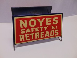 Original Noyes Safety 1st Retreads Tire metal stand display advertisement holder