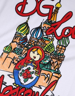 DOLCE & GABBANA T-shirt White DG Loves Moscow Crew Neck IT48/US14