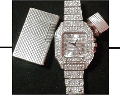 S. T. DUPONT   Ring & L-1 Feuerzeug plus Iced-Out Uhr