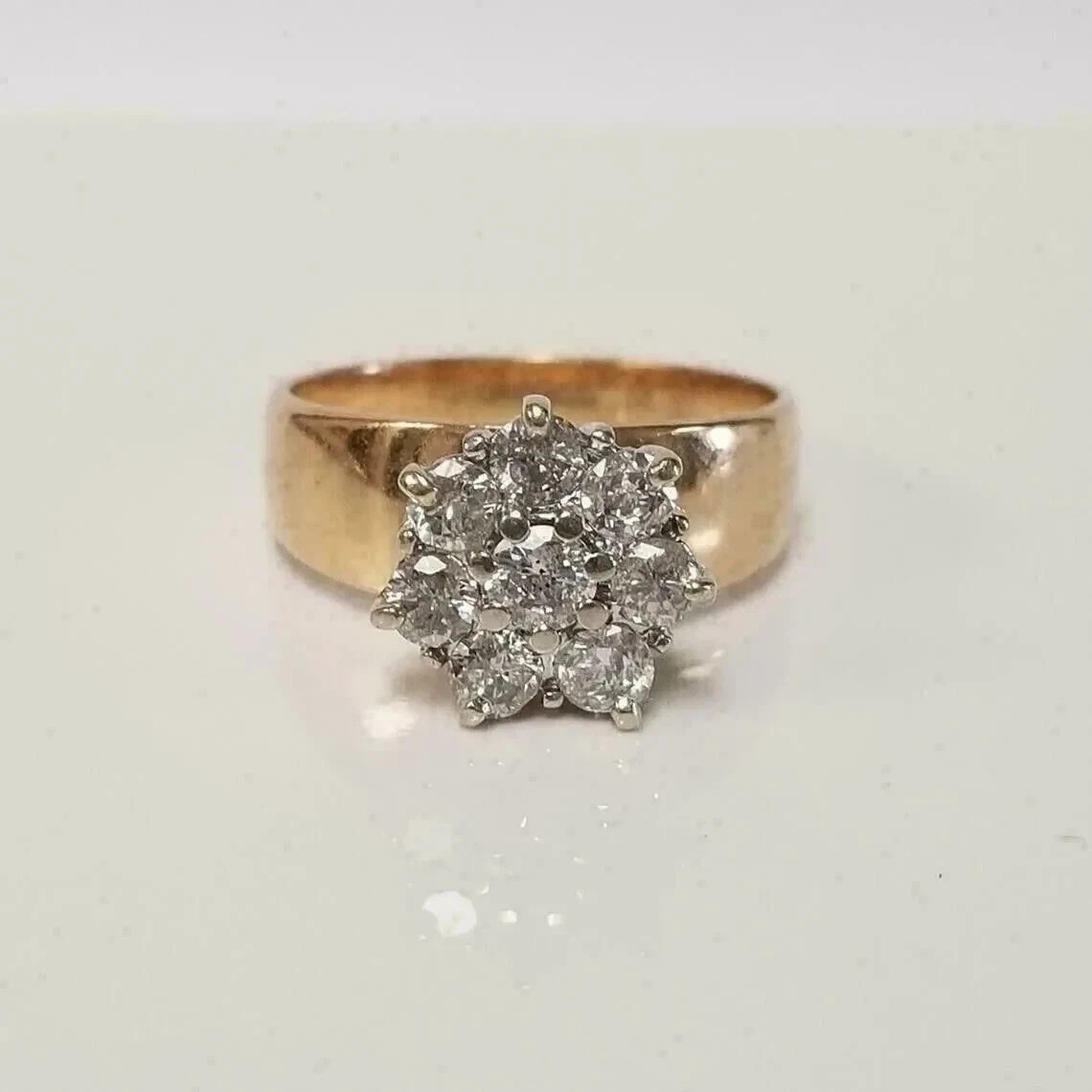 2Ct Round Cut Lab Created Diamond Cluster Ring 14K Yellow Gold Plated Silver