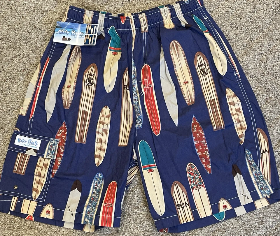 Vinatge NWT Reyn Spooner Water Prints Hawaiian Board Shorts Swim Trunks Medium - Image 4 of 4