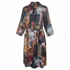 Robe Femme MARINA RINALDI EU54 À Motifs Colorés Avec Boutons Et Ceinture Midi