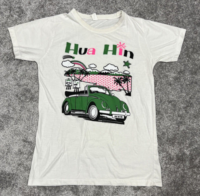 ''Hua Hin'' Bangkok Casual Women's Small Pullover T-Shirt Short Sleeves White