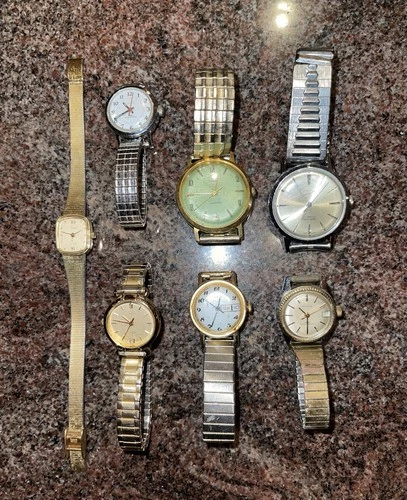 Vintage Watch Lot of 7 Timex / Various Brands Men’s & Women’s