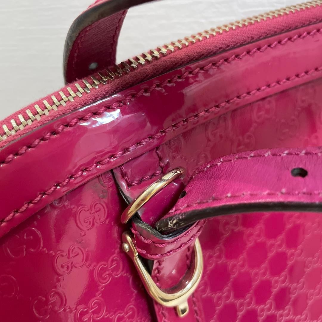 GUCCI Pink Leather GG Pattern 2WAY Shoulder Bag Handbag Vintage Authentic thumbnail 8