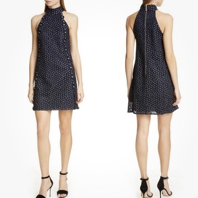 TED BAKER LONDON Women s Blue DAYSIL DAISY Lace Halter Dress Embroidered Sz 8-10