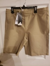Adidas Shorts Boys XL XLarge Khaki Twill 3 Stripes Golf Youth JE2452 NWT