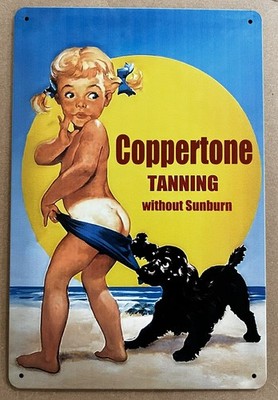 Coppertone Tanning Tin Sign (Coke Pepsi 7 Up Cola Rock Star Ford Chevy) W42012