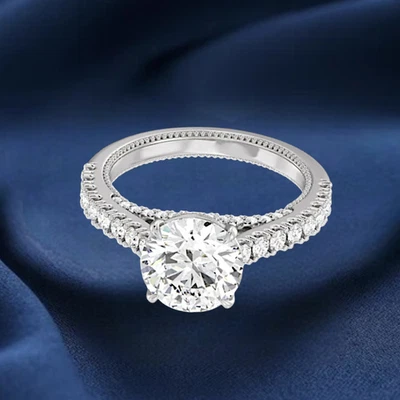 Round Cut 3.80 Ct IGI Certified Lab Grown Diamond Engagement Ring 18k White Gold - Image 1 of 4