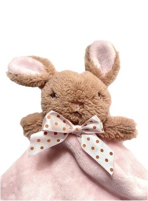 Dan Dee Pink Bunny Lovey Spittle Towel Baby Blanket Rattle My First Easter