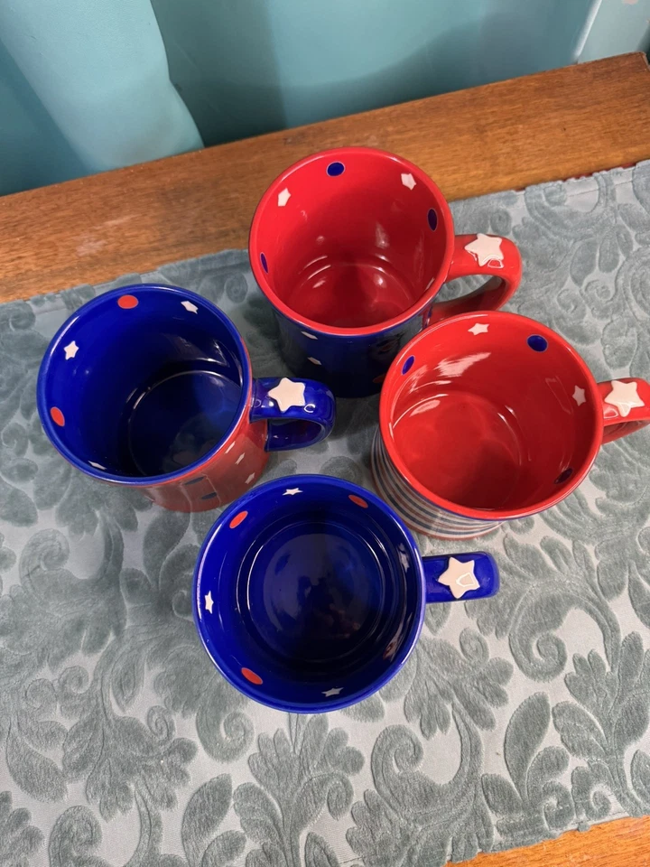 Temp-tations Patriotic Mugs 16oz Set Of 4. Beautiful Stars & Stripes - Image 2 of 4