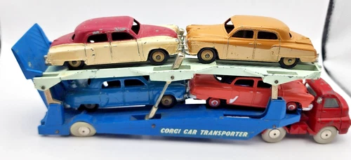 Vintage Corgi Major Toys Bedford Carrimore Car Hauler with 4 Dinky Cars