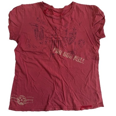 Distressed Project E Graphic T-Shirt Size Medium Red FDR Gun Mill