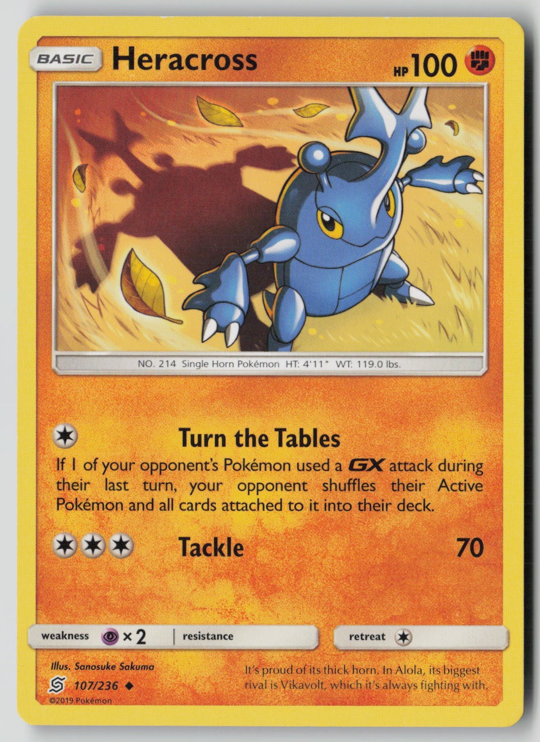 Heracross 107/236 Uncommon Unified Minds Pokemon LP